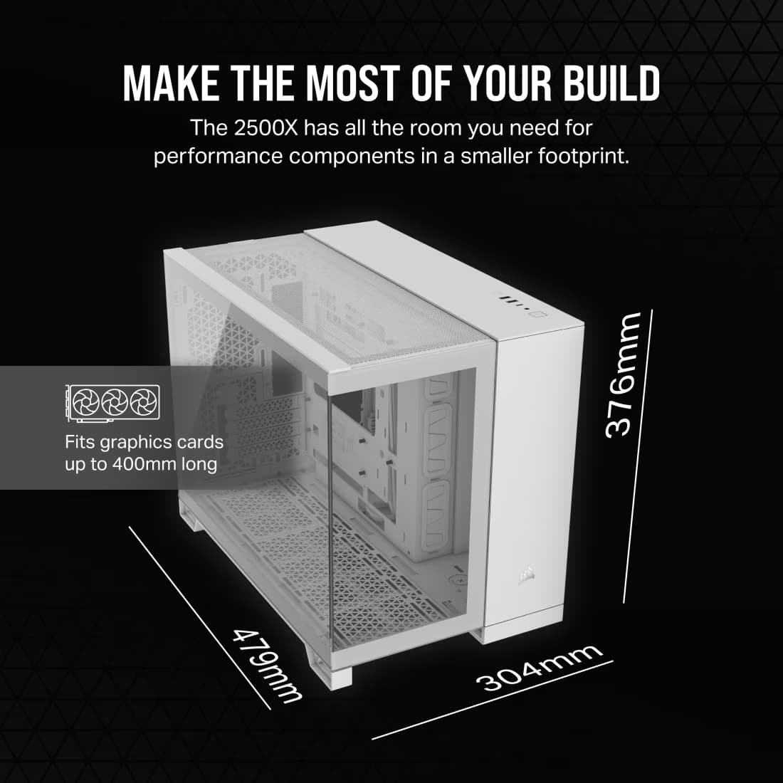 CORSAIR 2500X DUAL CHAMBER PC CASE WHITE thumbnail 7