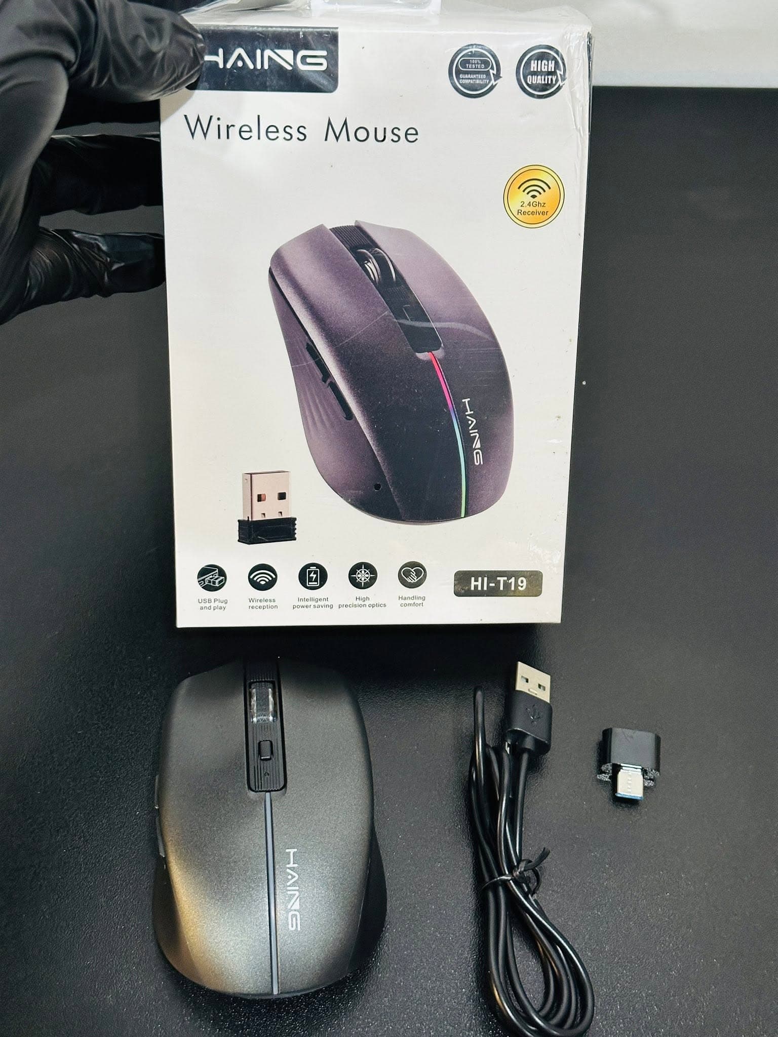 HAING HI-T19 WIRELESS RECHARGE BATTERY MOUSE thumbnail 2