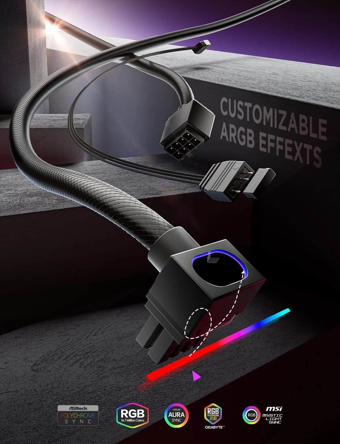 ASIAHORSE HYDRUS 8PIN CPU POWER EXTENSION CABLE BLACK-A 30cm thumbnail 2