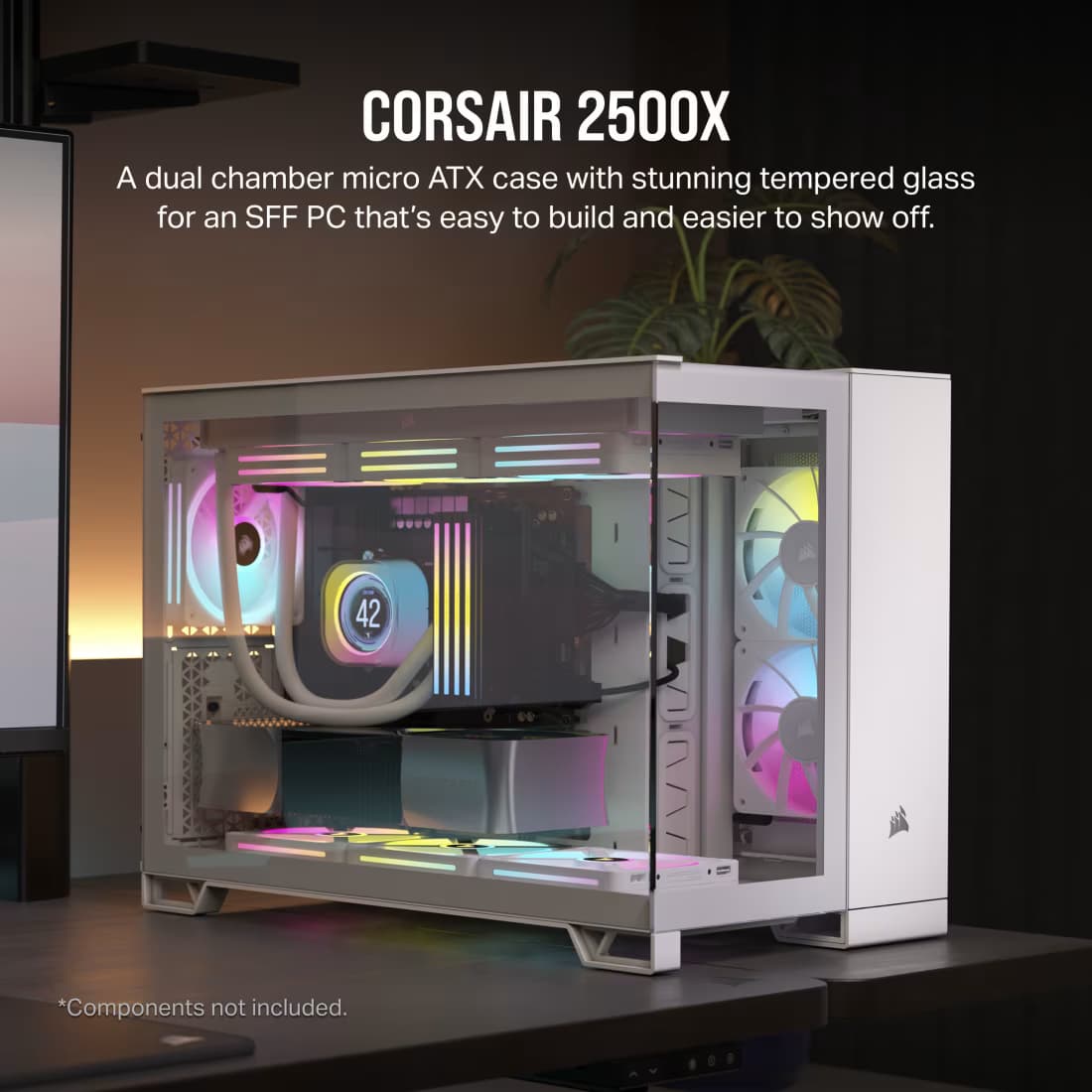 CORSAIR 2500X DUAL CHAMBER PC CASE WHITE thumbnail 10