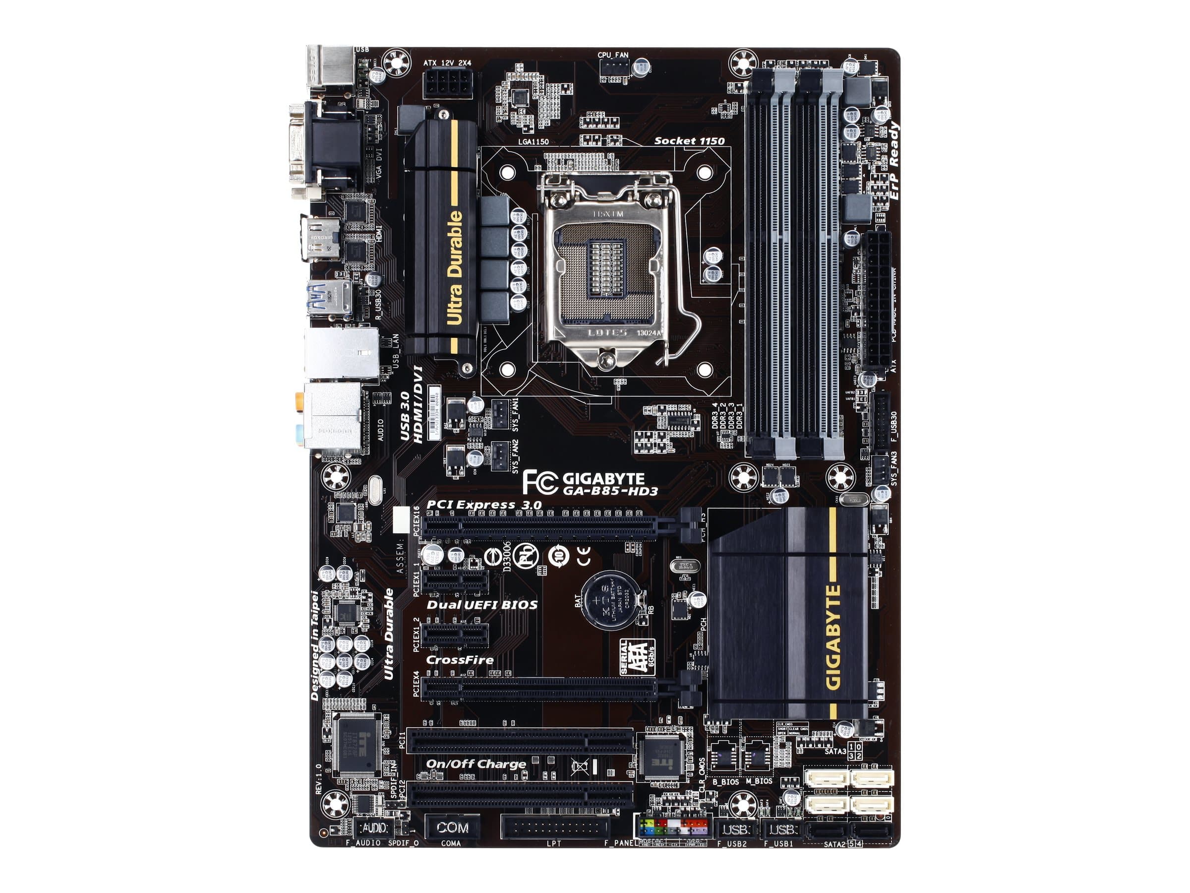 GIGABYTE GA-B85-HD3 DDR3 4TH GEN INTEL MOTHERBOOARD USED - Image 1