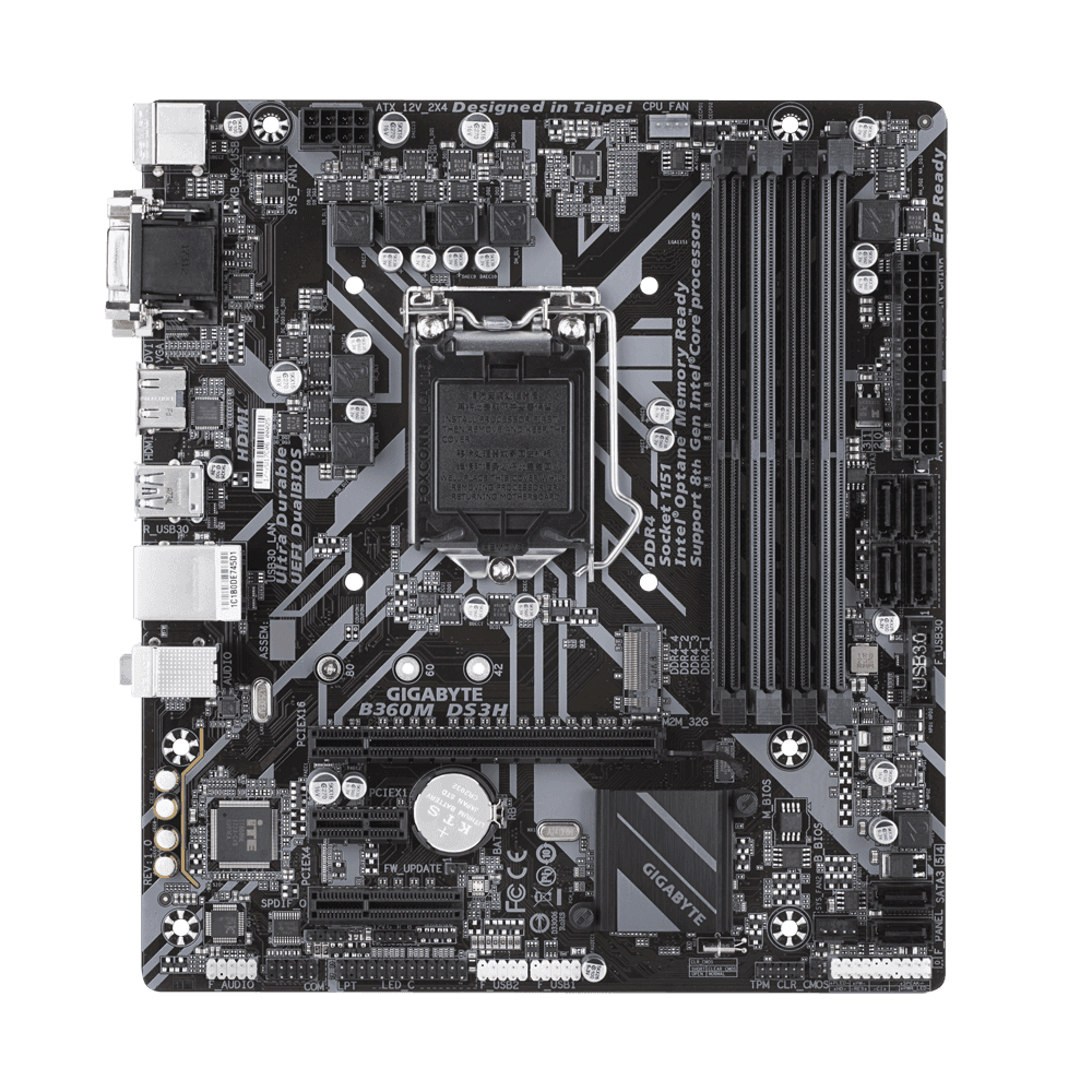 GIGABYTE B360M DS3H DDR4 INTEL 8TH,9TH GEN NVME M.2 MOTHERBOARD USED - Image 1
