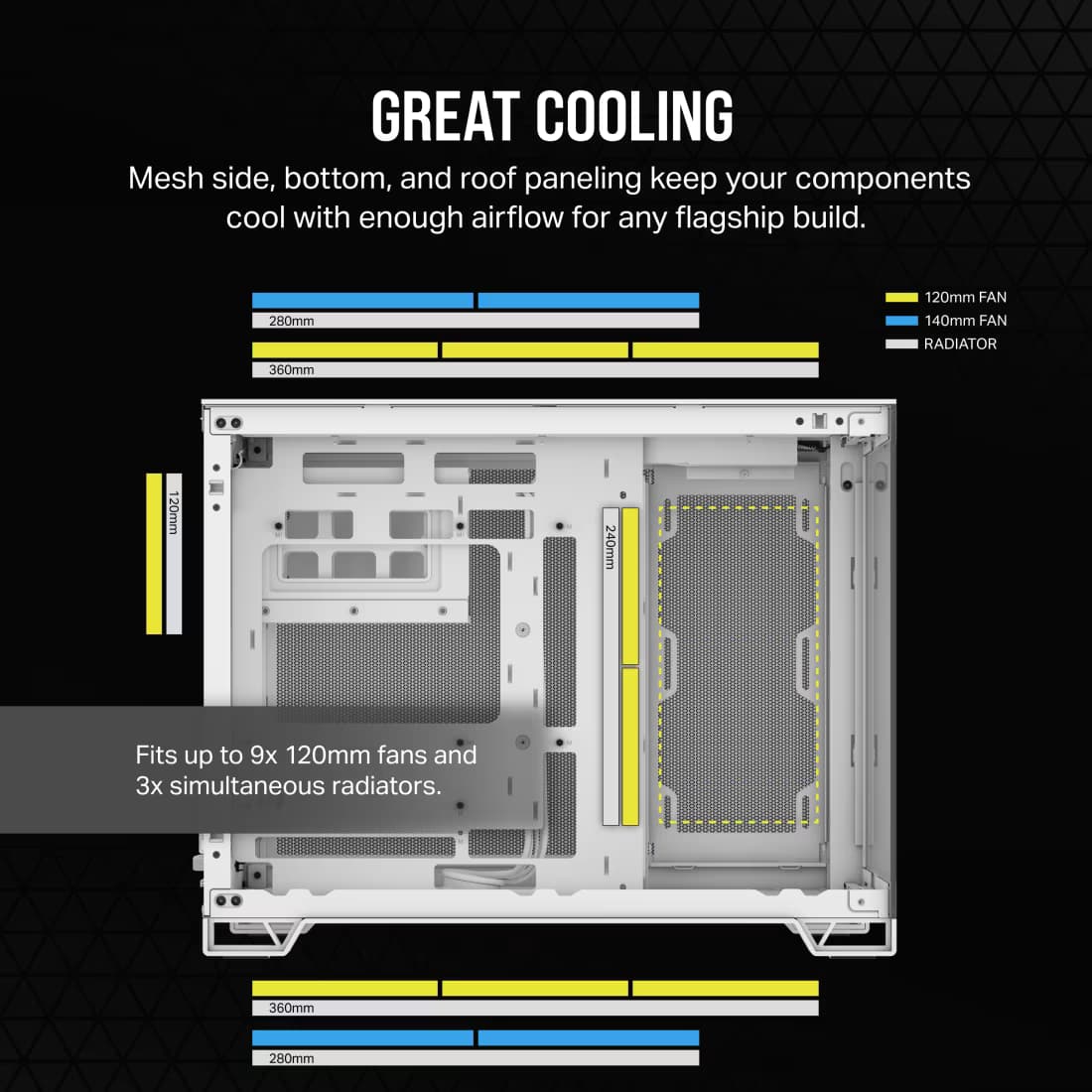 CORSAIR 2500X DUAL CHAMBER PC CASE WHITE thumbnail 8