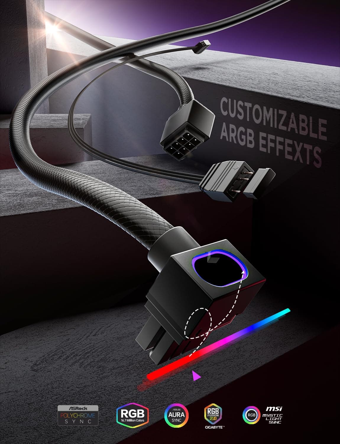 ASIAHORSE HYDRUS 8PIN GPU POWER EXTENSION CABLE BLACK-A 30cm thumbnail 8