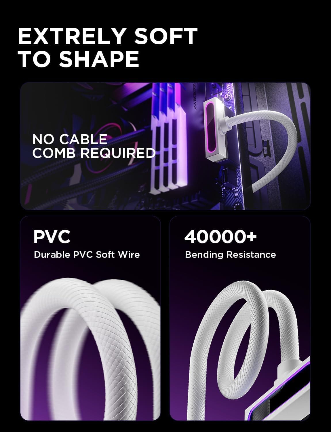 ASIAHORSE HYDRUS 24PIN POWER EXTENSION CABLE WHITE 30cm thumbnail 3