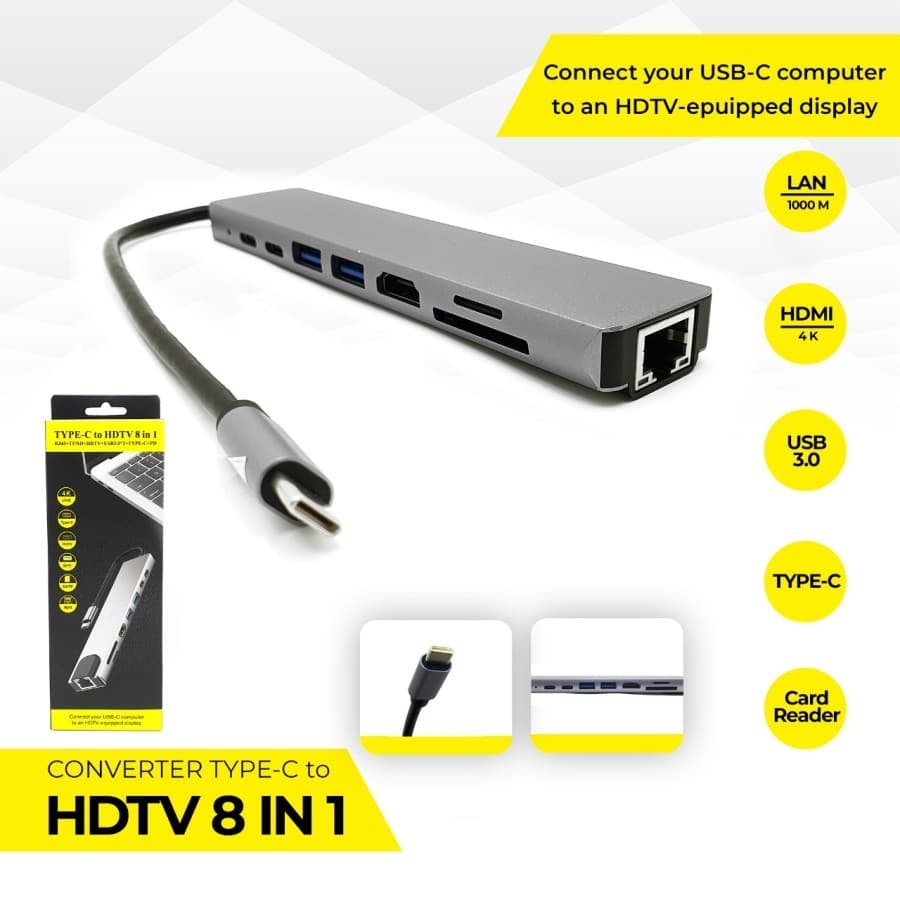TYPE C TO HDTV 8 IN 1 HUB (03M) - Image 1