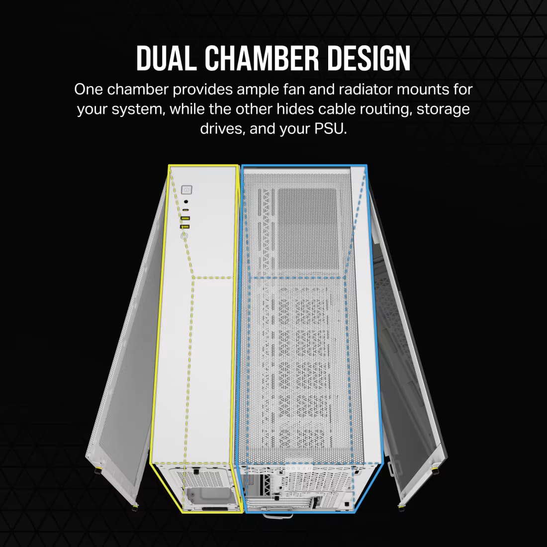 CORSAIR 2500X DUAL CHAMBER PC CASE WHITE thumbnail 9