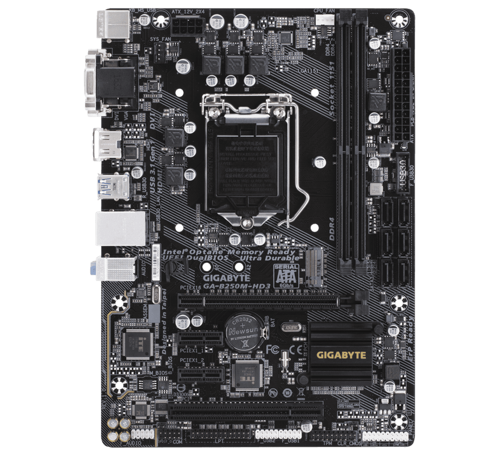 GIGABYTE GA-B250-HD3 DDR4 INTEL 7TH,6TH GEN NVME M.2 MOTHERBOARD USED - Image 1