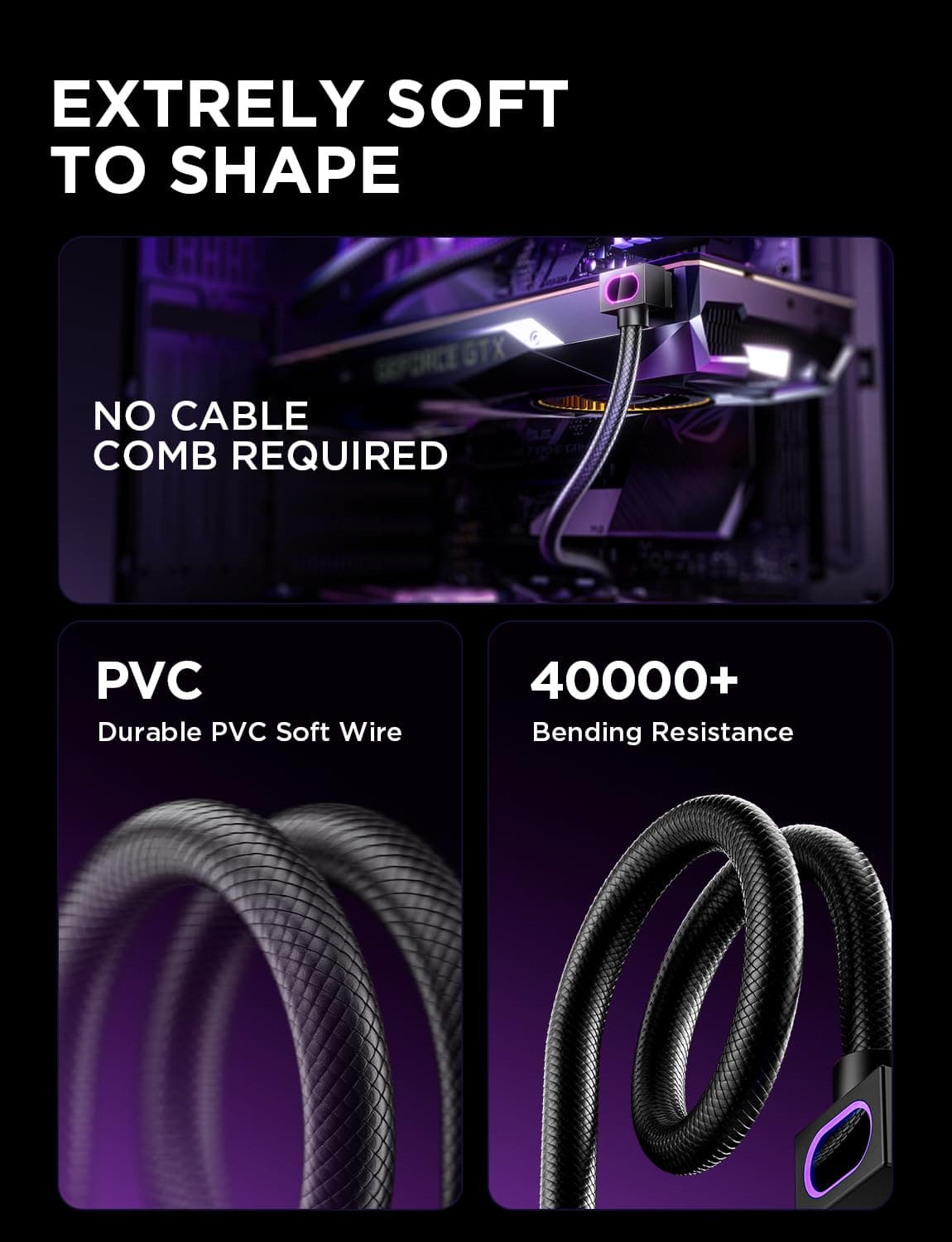 ASIAHORSE HYDRUS 8PIN GPU POWER EXTENSION CABLE BLACK-A 30cm thumbnail 3