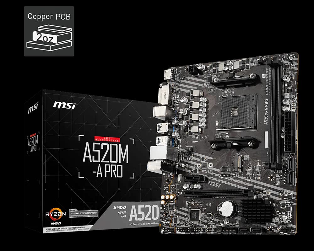 MSI A520M-A PRO MOTHERBOARD - Image 1