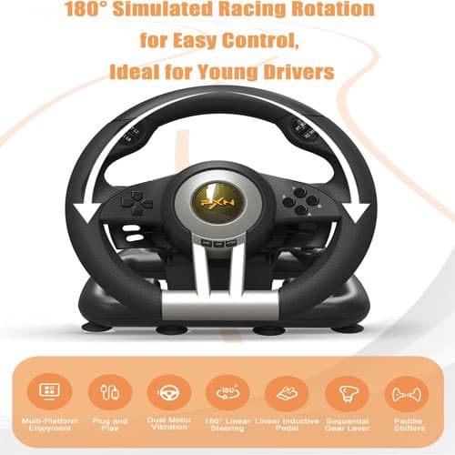 PXN V3 PRO BLACK RACING STEERING WHEEL PXN-V3PRO thumbnail 2