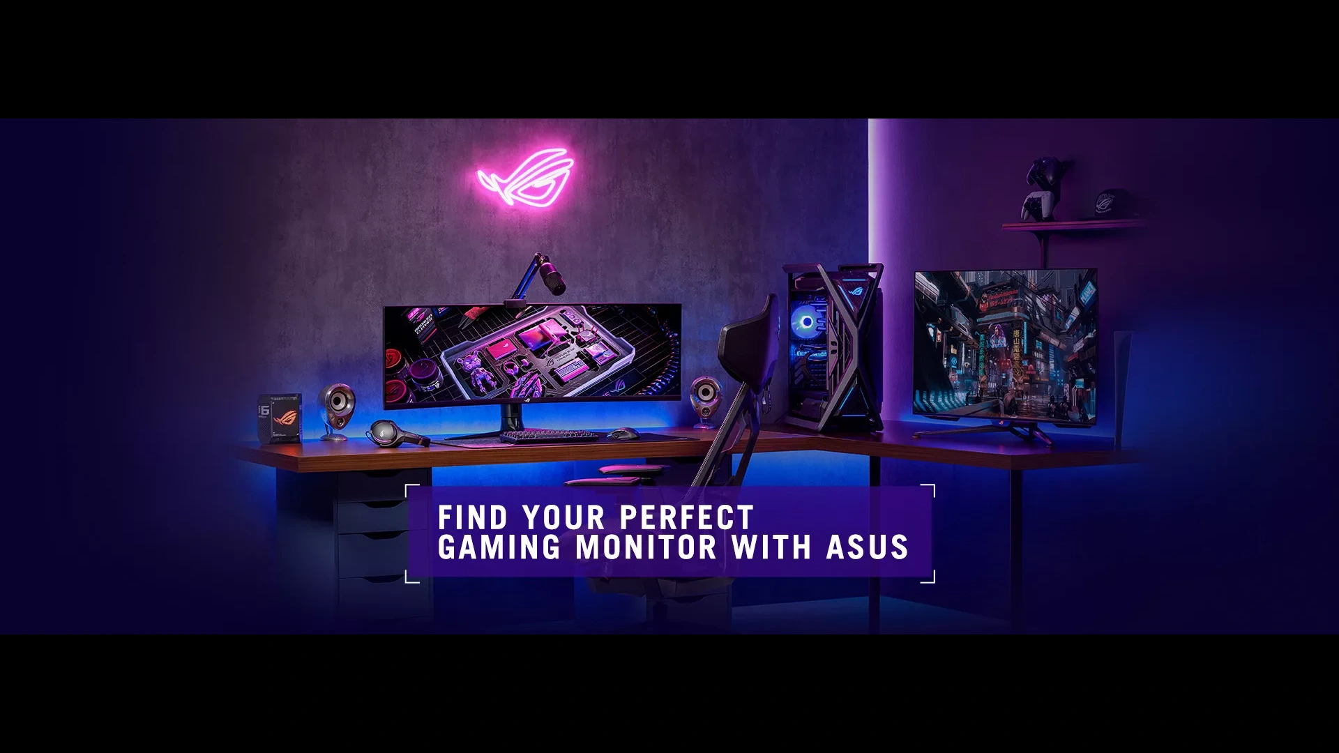 Gaming setup with monitor and keyboard